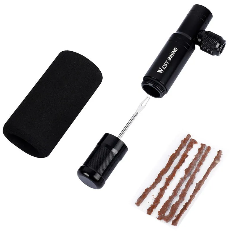 2 in 1 Mini Bike Pump CO2 Inflator Bicycle Tubeless Tire Repair Tool Presta & Schrader Valve MTB Cycling Air Pump