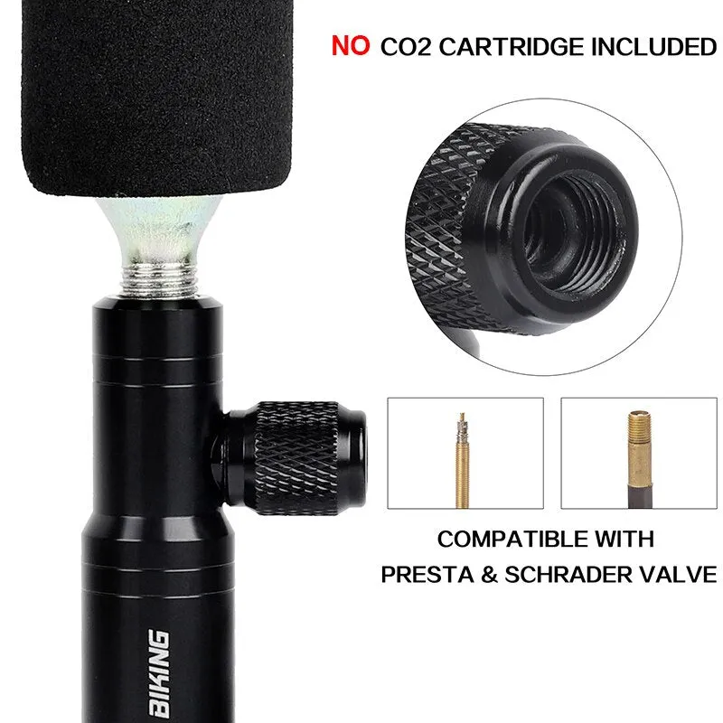 2 in 1 Mini Bike Pump CO2 Inflator Bicycle Tubeless Tire Repair Tool Presta & Schrader Valve MTB Cycling Air Pump