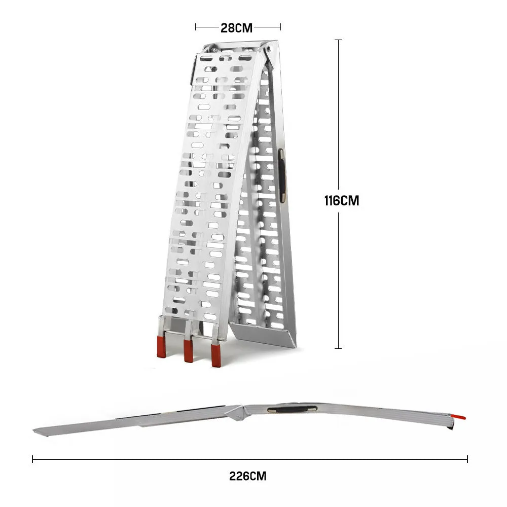 2.3m Aluminium Loading Ramps, 680kg Rated, for Trailer ATV Quad Bike Buggy, 2 Pieces