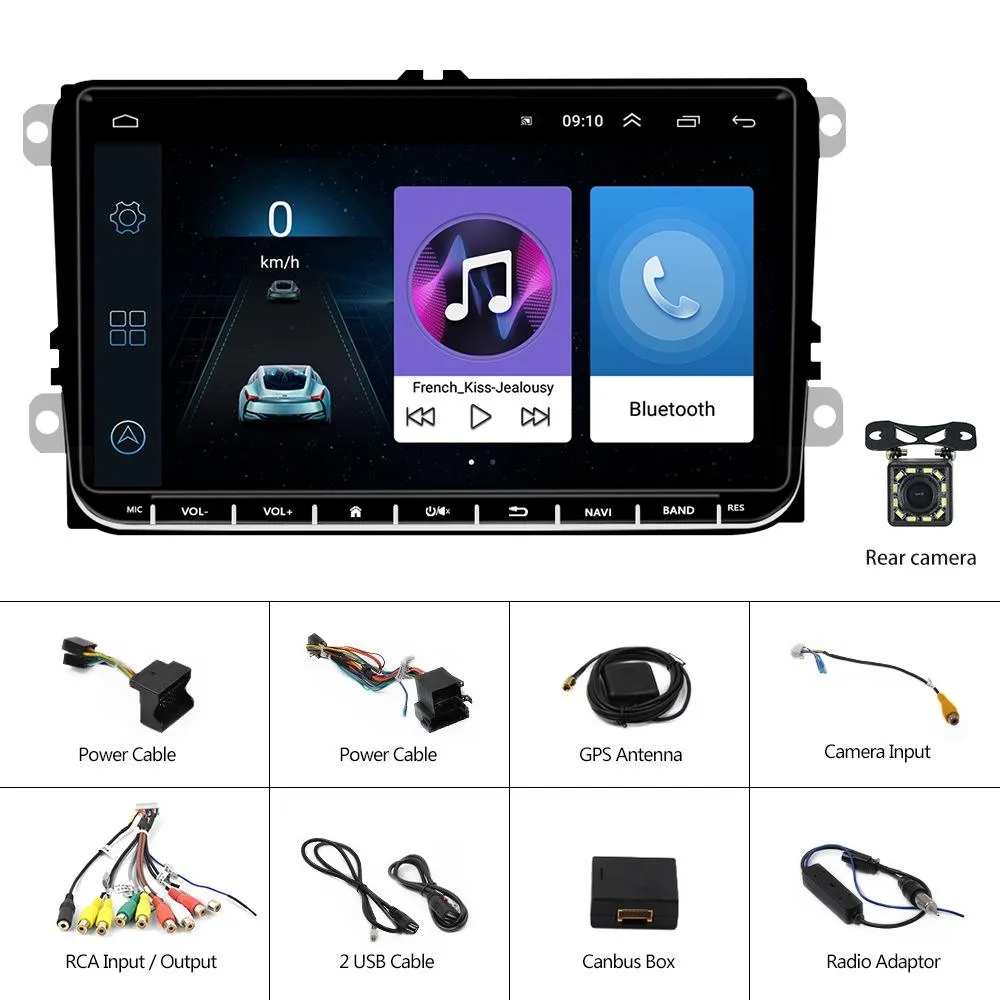 9 Inch Carplay Android10.0 Navigator For Volkswagen - 1   16G - Standard   12Lights Camera