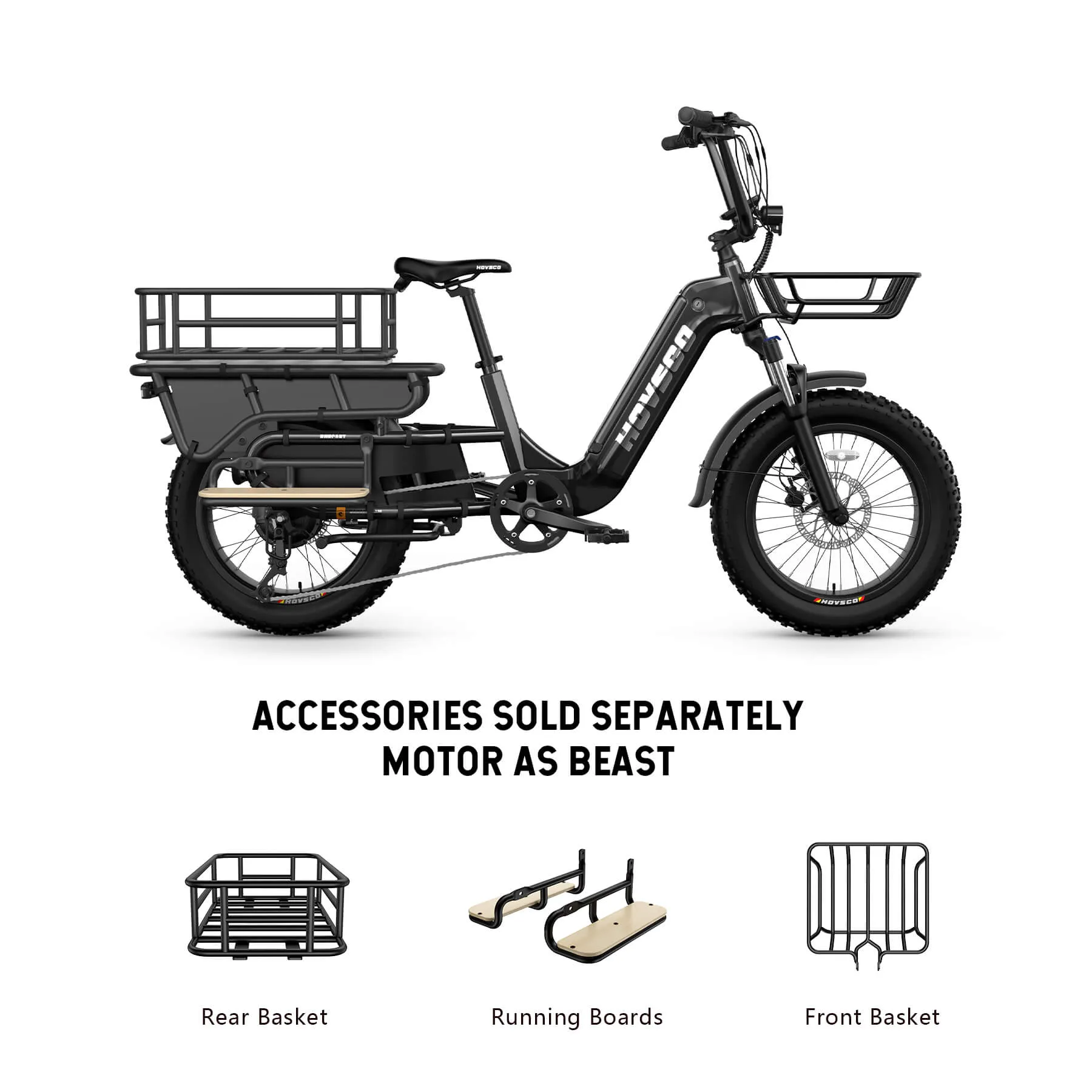 HOVSCO HovCart 20“ Step-Thru Electric Fat Tire Cargo Bike